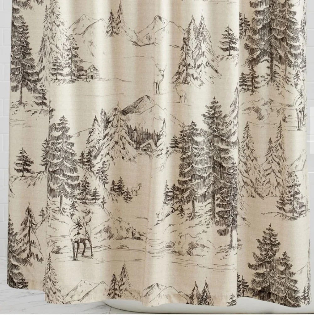 NWT Pottery Barn Rustic Forest 100% Cotton Shower Curtain 72×72" - Picture 2 of 12